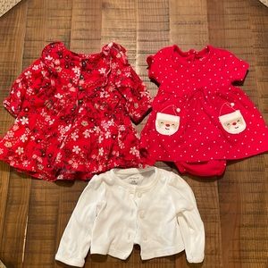 Newborn size Carters holiday & Christmas dresses